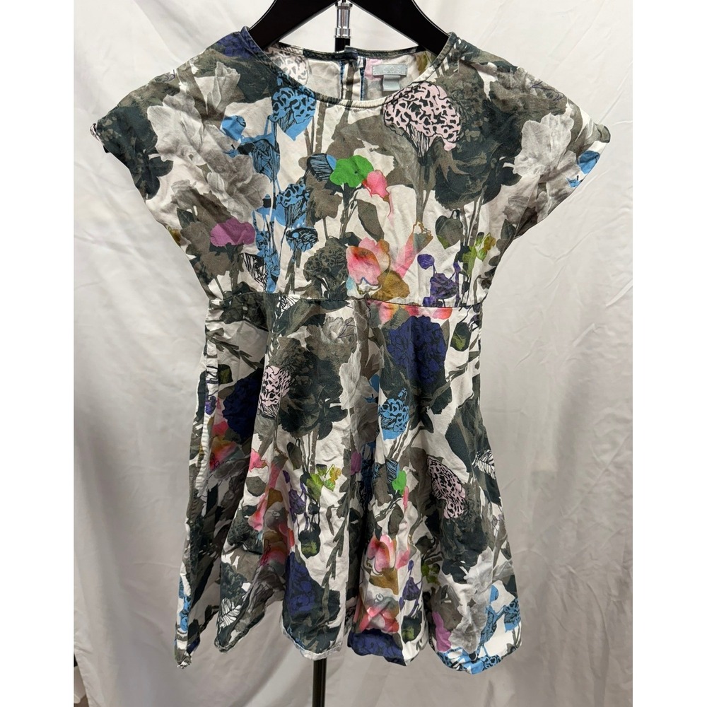 COS Little Girls 4-6Y A-Line‎ Short Sleeve Floral Abstract Print Cotton Dress